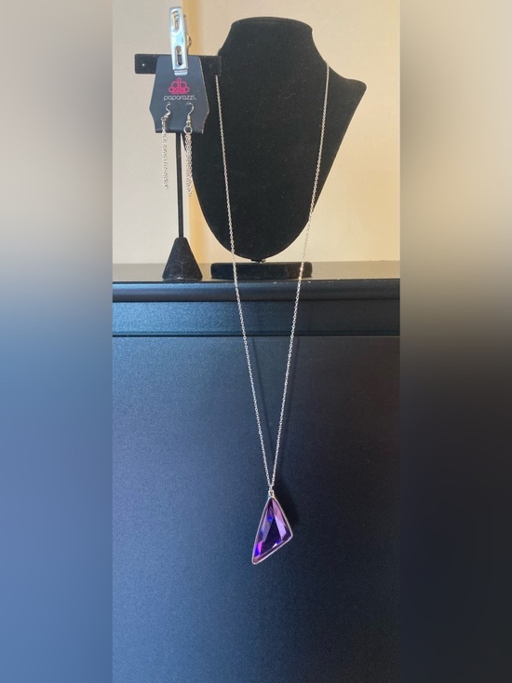 paparazzi Silver-Tone Necklace with Purple Faceted Pendant